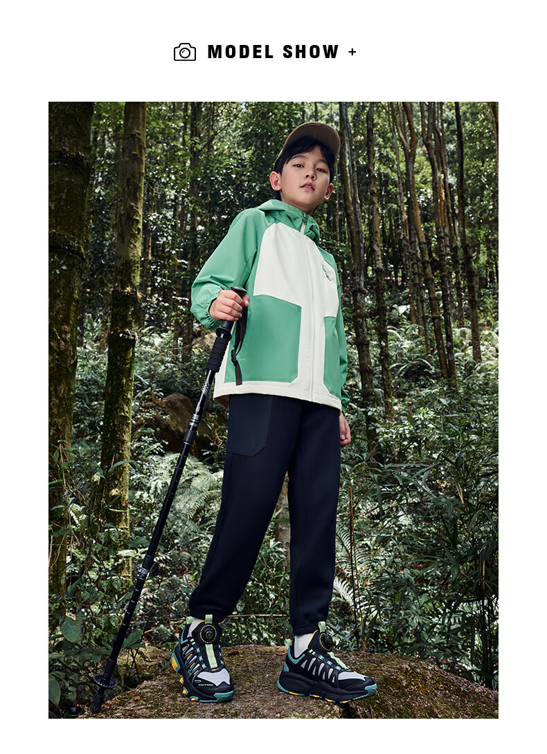 ERKE Children's Outerwear for Older Kids, Fall 2024 New Thick Windbreaker in Rock Green, Size 140 14