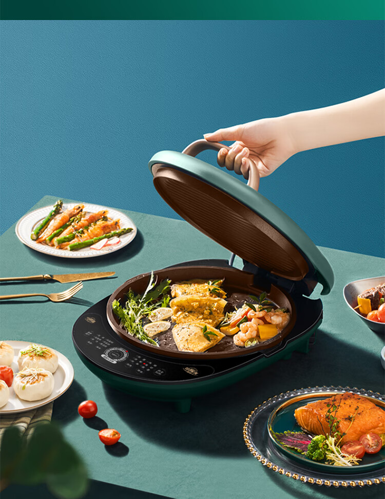 美的(midea) 电饼铛家用可拆洗早餐机双面加热加深烤盘煎烤机三明治机