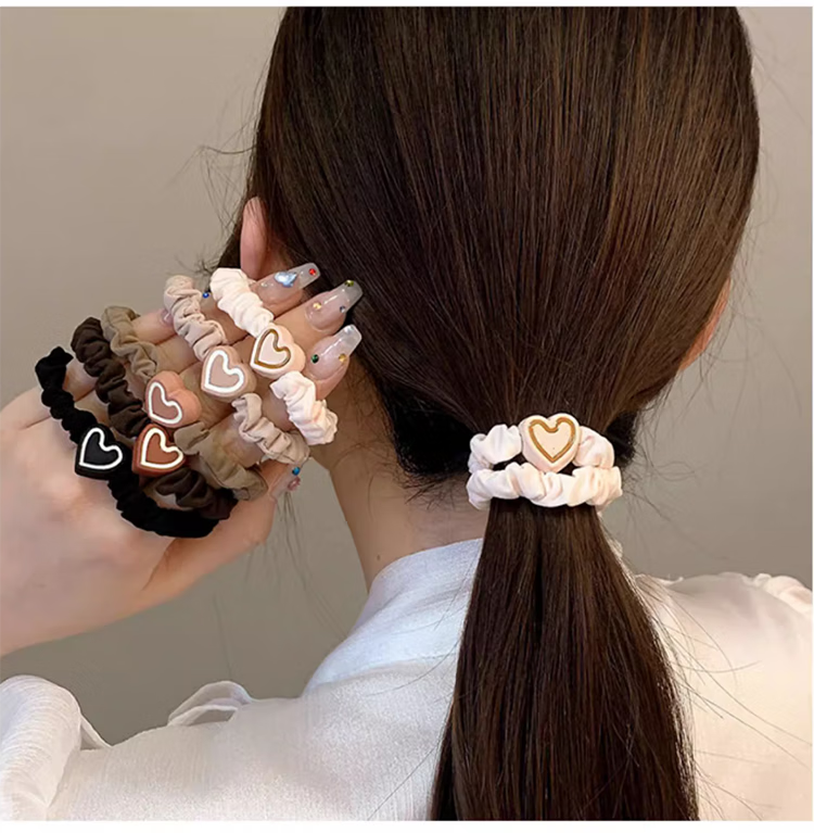 Jingxiaodi 5 Heart-Shaped Hair Ties for Women, Bun Maker, High Elasticity Rubber Bands, Hair Ties, Non-Damaging Hair Bands, Hair Accessories 15