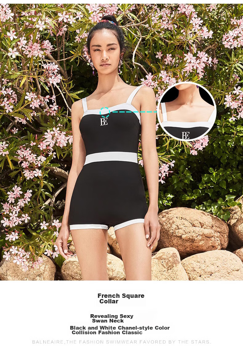 BALNEAIRE [Gike Linyi Same Style] Fashion Series One-Piece Swimsuit, Slimming Pads, Sun Protection, Women's Hot Spring Swimwear, 61282 M 4