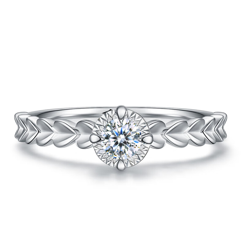 佐卡伊钻戒白18k金四爪车花显钻款结婚求婚戒指女w07247