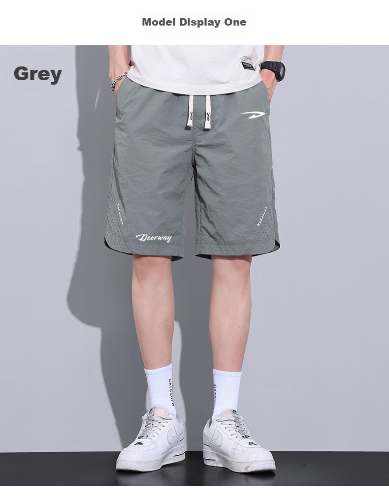 DEERWAY Men's Shorts, Casual Mid-Length Pants, Knee-Length Shorts, Summer Sports Loose-Fitting Pants for Young And Middle-Aged Outdoor Quick-Dry Trousers, Gray, XL 9