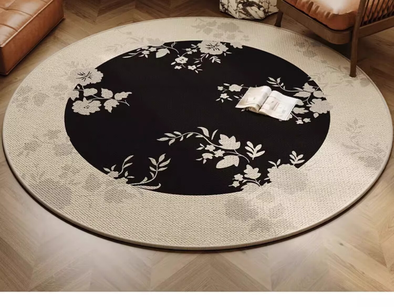 Yinshang Ancient Single-Person Sofa Round Carpet, Luxurious High-End Chair Pad for Foyer, Bedroom And Living Room, Swivel Chair Floor Mat 13