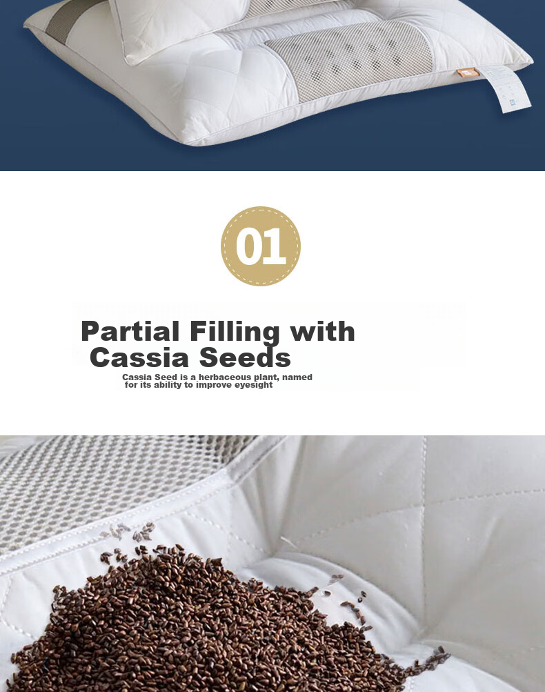 HLA Buckwheat Pillow Core Cervical Pillow Lavender Mugwort Sleep Neck Support Pillow Single 48*74cm 5