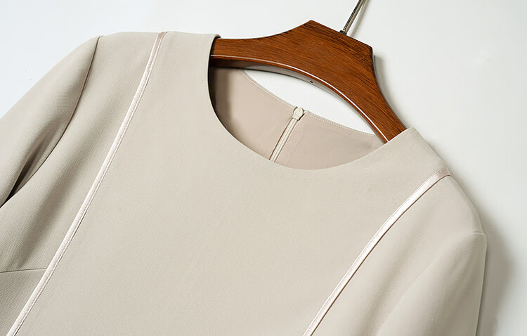 Dme [Modern Women] Spring And Autumn Commuter Round Neck Slim-Fit Three-Quarter Sleeve Elegant Midi Dress for Wome 18