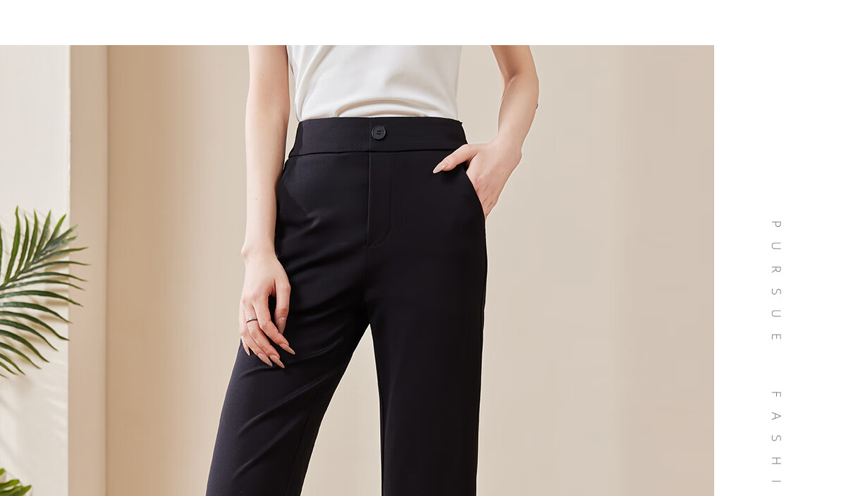 Chushen Spring Autumn Women's Casual High Waist Fashion Slim Fit Flared Suit Pants S141K2006 Black L 9