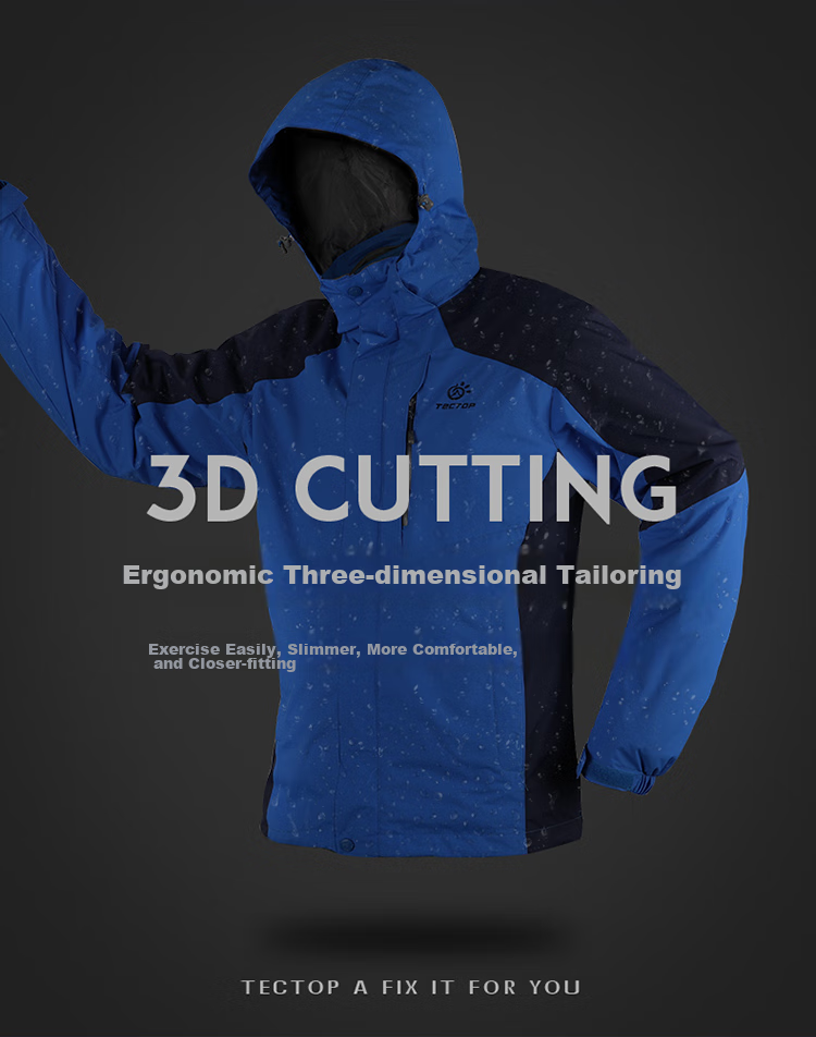 TECTOP 3-in-1 Two-Piece Men's Outdoor Jacket with Fleece Liner for Mountaineering and Skiing, Royal Blue, M 11