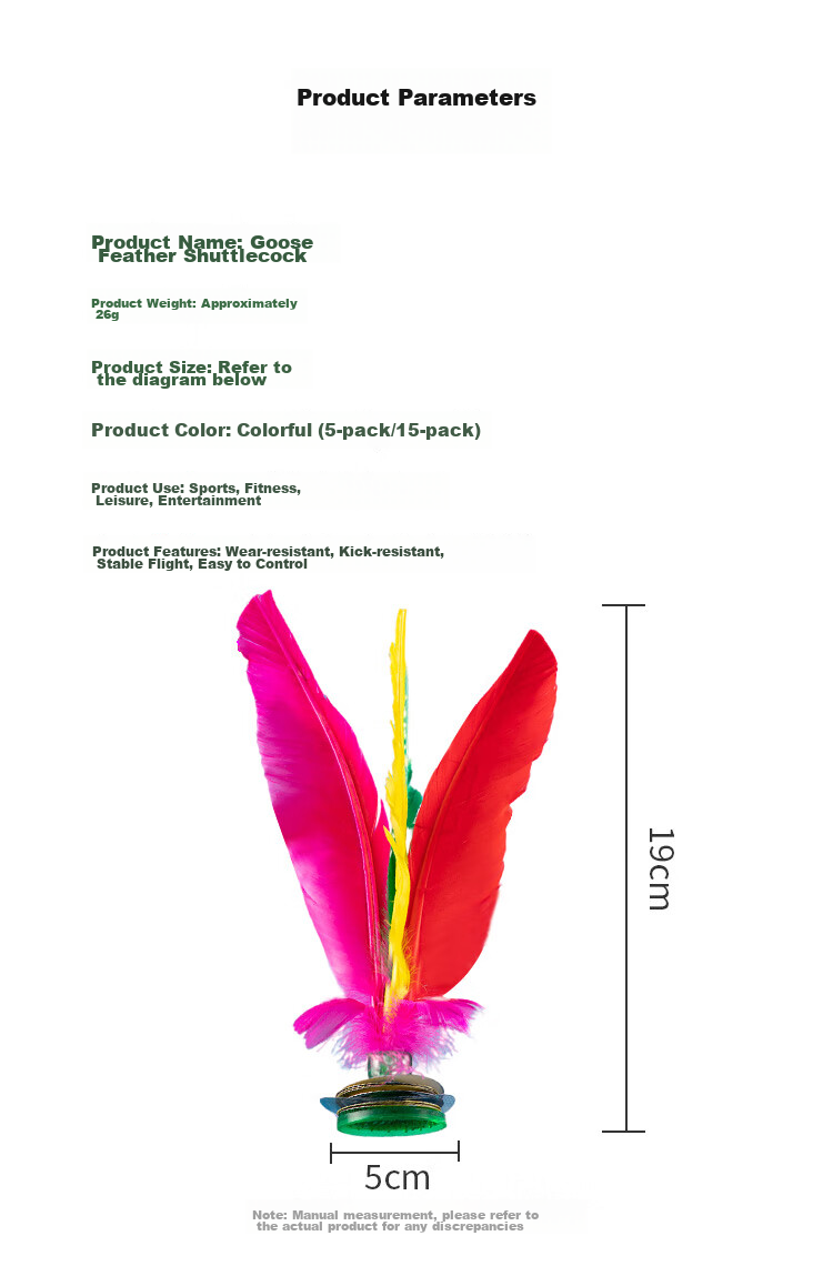Duweike Large Goose Feather Shuttlecock, Colorful Competition Shuttlecock with Tendon Bottom And Flower Key, Children's Shuttlecock, Pack of 15 3