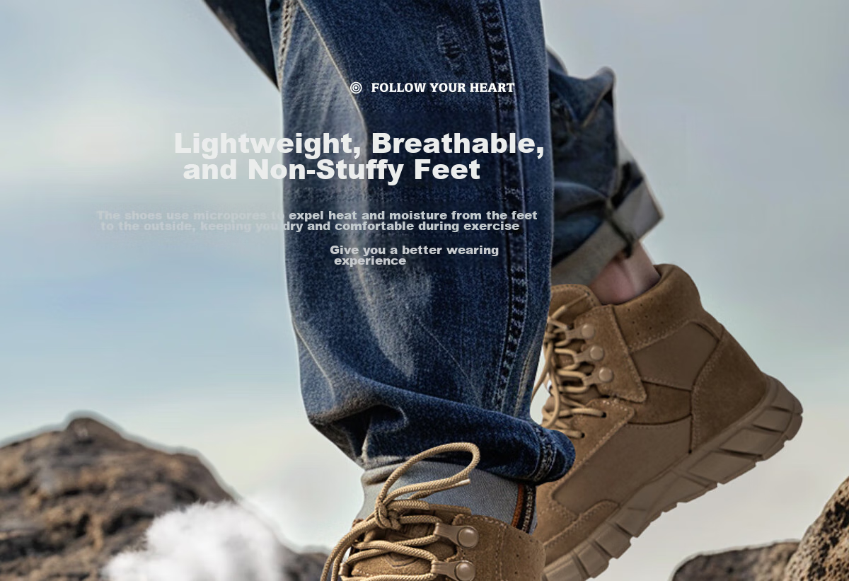 Free Soldier Mid-Top Hiking Boots for Men And Women, Outdoor Wear-Resistant Non-Slip Trekking Climbing Sandproof Breathable Desert Boots, Sand Color, Size 40 6