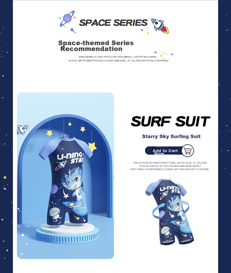 LI-NING Kids Boys Cartoon Print Square Leg Swim Trunks Fashionable Comfortable Quick-Dry Sports Swimming Shorts 759 Blue 160 13