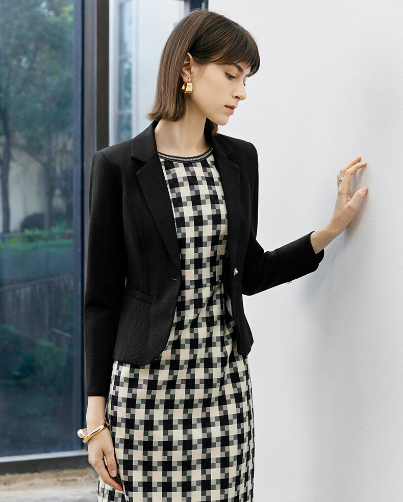 YANYEE Elegant Blazer for Women, Spring 2025, Waist-Cinching Slimming Professional Attire, High-End Formal Wear, Black, M 1