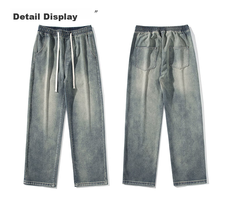 Foss Phil Men's Jeans, Spring And Summer Straight-Leg Wide-Leg Versatile American-Style Trendy Casual Pants Y06 Nostalgic Blue 2XL 11