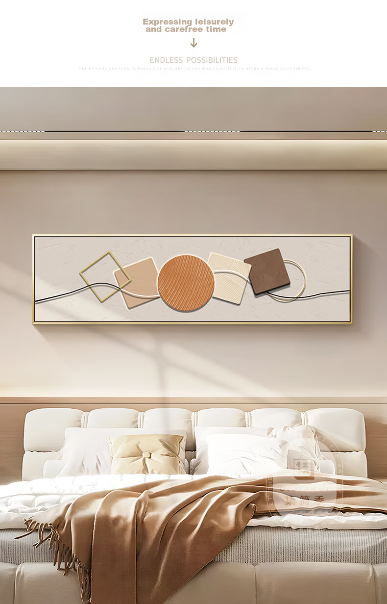 JIJUANJI Stone Fortune Bedroom Bedside Decorative Painting, Modern Light Luxury Horizontal Banner, Elegant Abstract Simple And Stylish Master Bedroom Wall Art 7
