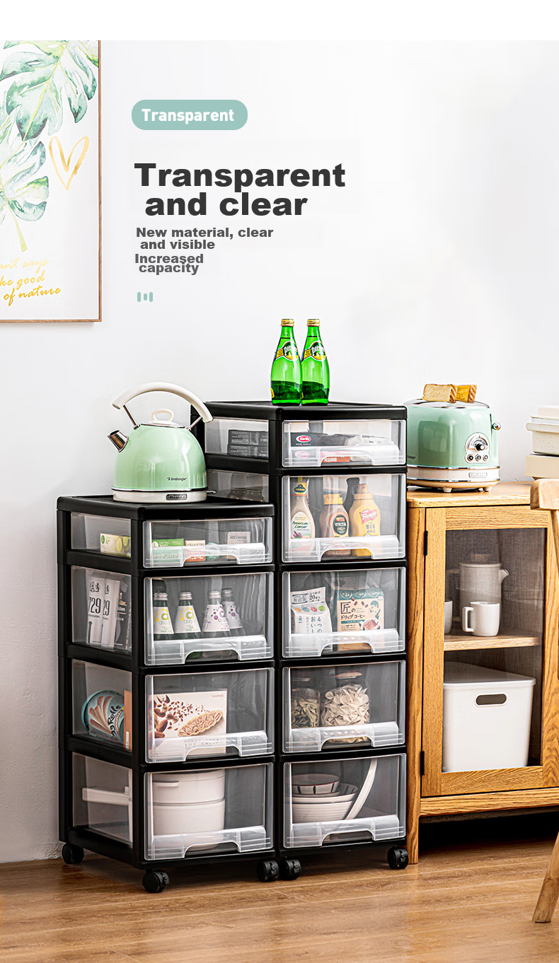 JEKO&JEKO Kitchen Storage Rack, Dish Cabinet Organizer, Utensil And Miscellaneous Item Storage, Narrow Drawer, Floor-Standing with Wheels And Pull Handle, 6 Tiers 3