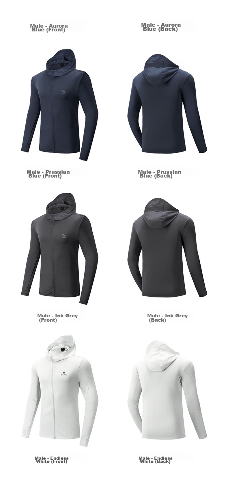 CAMEL Sun Protection Clothing for Men And Women, New Summer Outdoor Sports Wear, Original Yarn Cool-Feeling Sun Protection Loose Hooded Top Thin Jacket 40