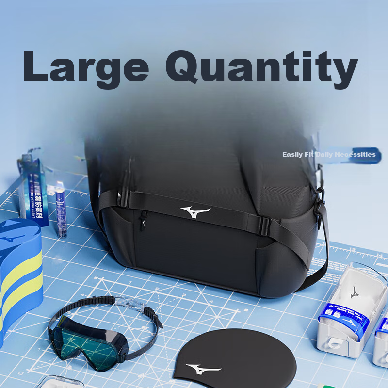 MIZUNO Swimming Bag for Men, Dry And Wet Separation, Handheld Fitness Bag, Outdoor Large Capacity Sports Waterproof Storage Bag M2006-09 Black