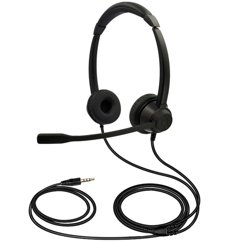 Yijiatong Y390D Dual-Ear Call Center Headset 3.5mm Single Plug Over-Ear Noise-Cancelling Headphones for Customer Service Telemarketing Direct Connect to Mobile Phone/PC