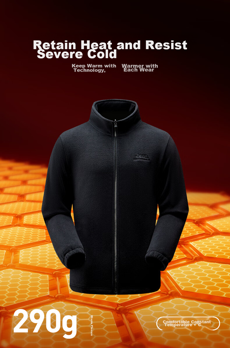 Jeep Men's Three-In Jacket, Outdoor Windproof And Waterproof, Detachable Fleece, Mountaineering Coat, 081 Brand, Black, Size M 6