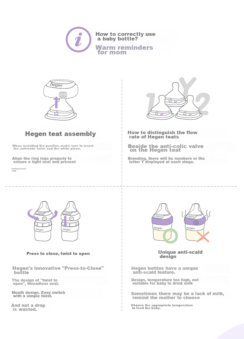 HEGEN Baby Bottle for Newborns 3-6 Months, 240ml PPSU, Anti-Colic, Anti-Choking, Breast-Like, Imported, Pink 16