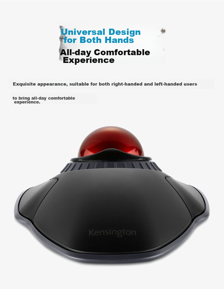 Kensington Wireless Trackball, Ergonomic Mouse, Wireless Bluetooth, for Home Office And PS Drawing, with Wrist Rest, Compatible with ASUS, Lenovo, HP, Apple, Black with Red K70992 8