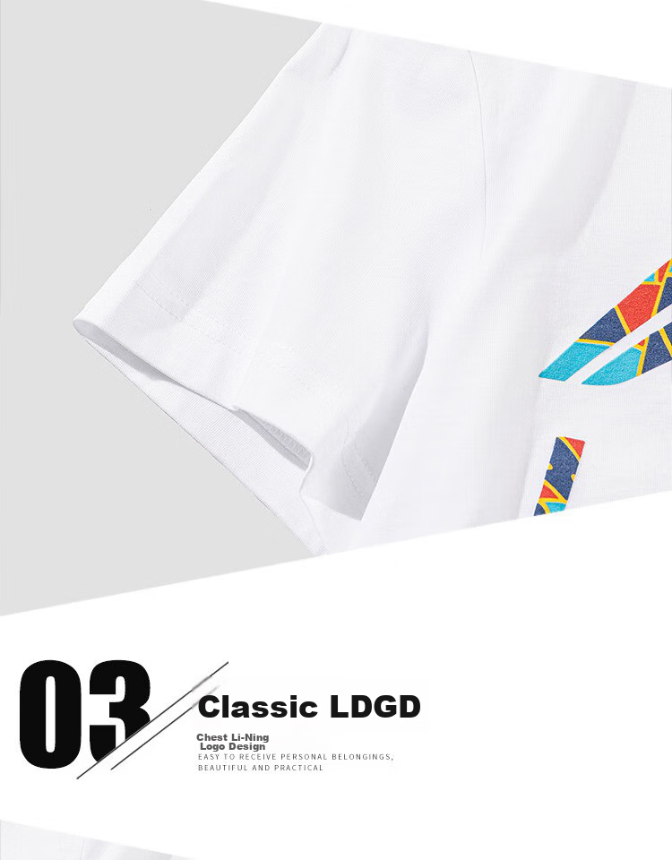 Li-Ning Men's Summer Breathable Sports Casual Versatile T-Shirt, Round Neck, Loose Fit, Comfortable and Skin-Friendly Short Sleeve Tee 7