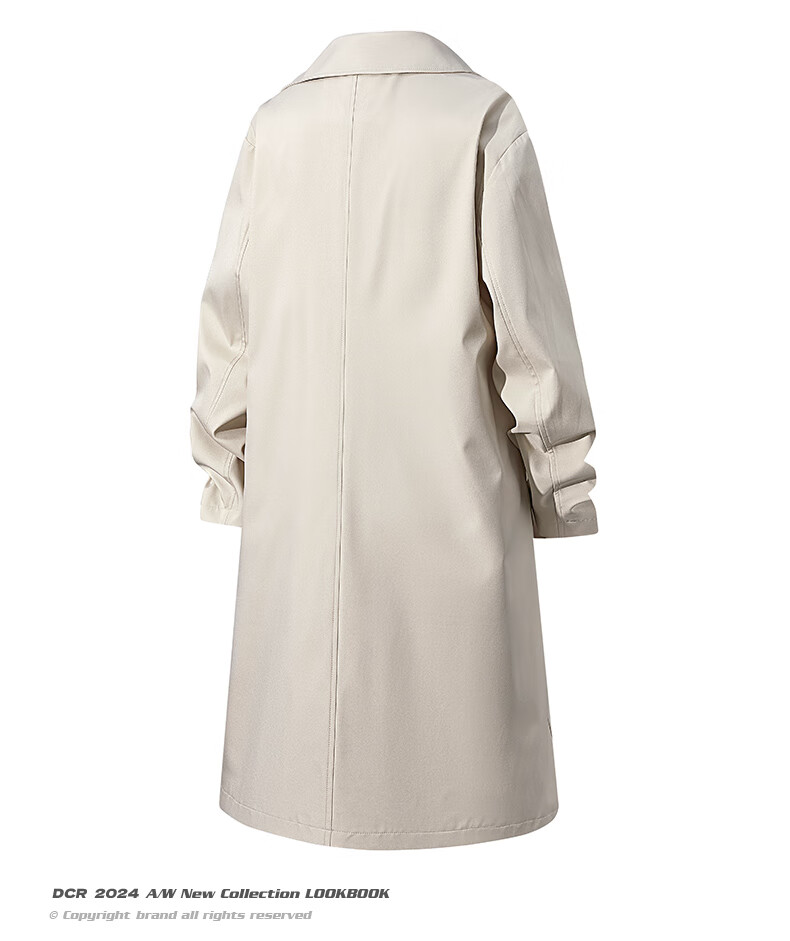 NASA GOOD Mid-Length Trench Coat for Men And Women, Autumn Fashion Loose Fit Casual Draping Versatile Jacket for Young People, Khaki, Size L 21