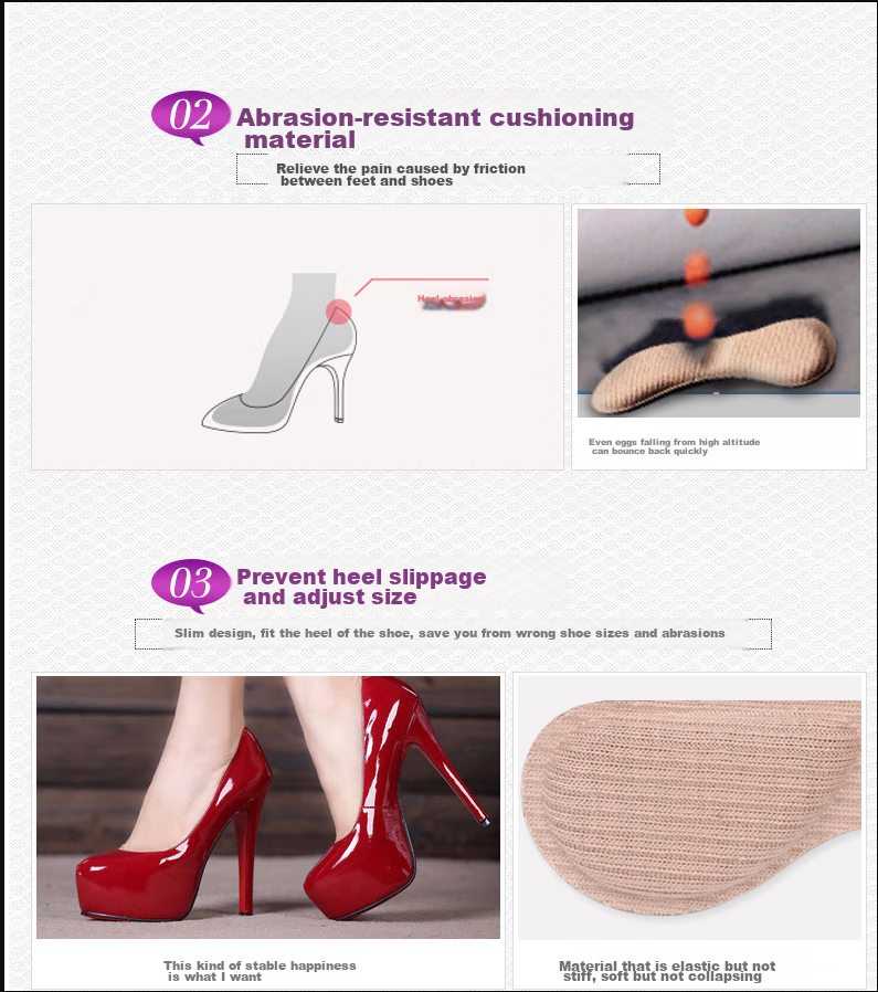 Eleft 4D Heel Grips, 5 Pairs Mixed Set, Anti-Slip High Heels, Anti-Friction Pads, Half Size Insoles for Wome 4
