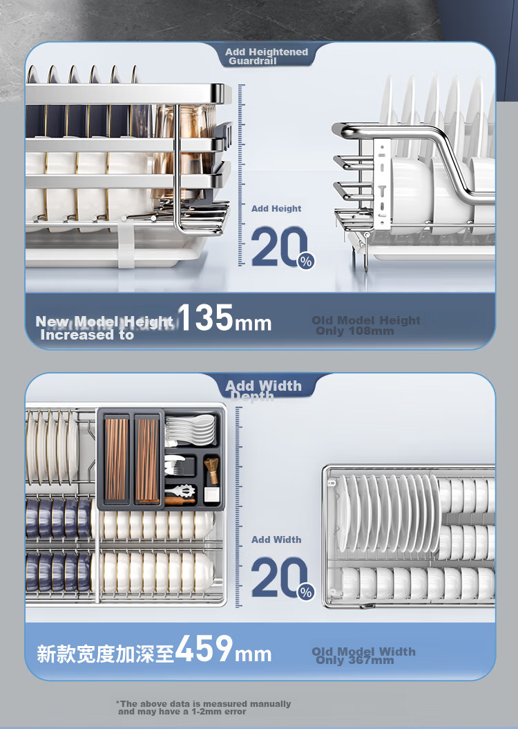SUPOR Kitchen Pull-Out Basket, 304 Stainless Steel Double-Layer Door Drawer-Style Dish Rack, Bowl Organizer, Thickened Bowl Basket 13