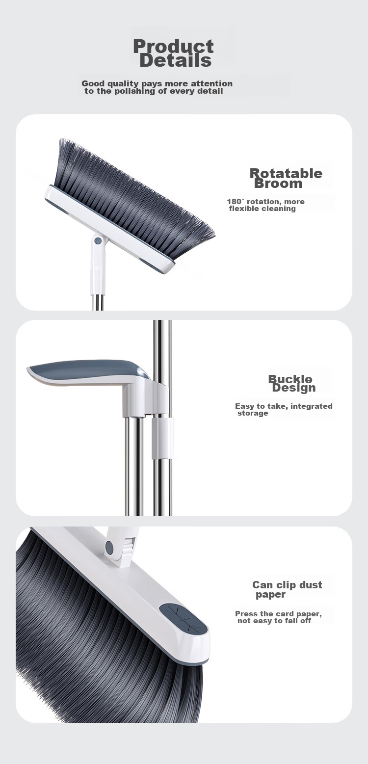 Wuyuehua Broom And Dustpan Set with Magnetic Attachment, Household Double-Comb Broom for Sweeping Floors, Foldable Hair Cleaning Tool 10