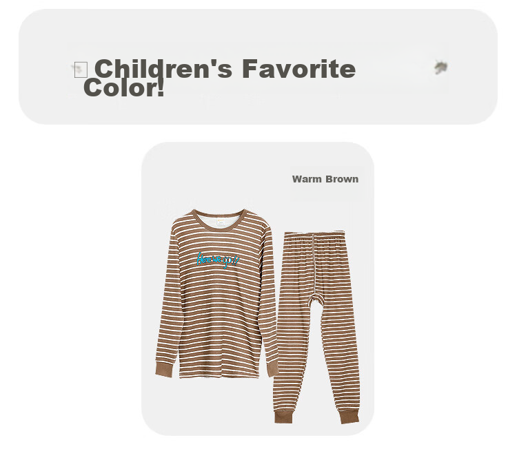 Hodohome Children's Autumn Underwear Set for Boys, Class A Pure Cotton Thin Round Neck Printed Thermal Underwear Set 123 Warm Brown 120 16