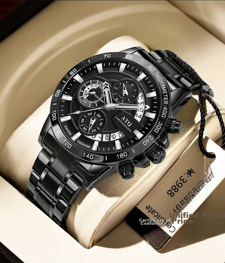 ATQ Celebrity Endorsed Black Knight Men's Casual Business Quartz Watch, New Year Valentine's Day Gift for Boyfriend Or Husband 4