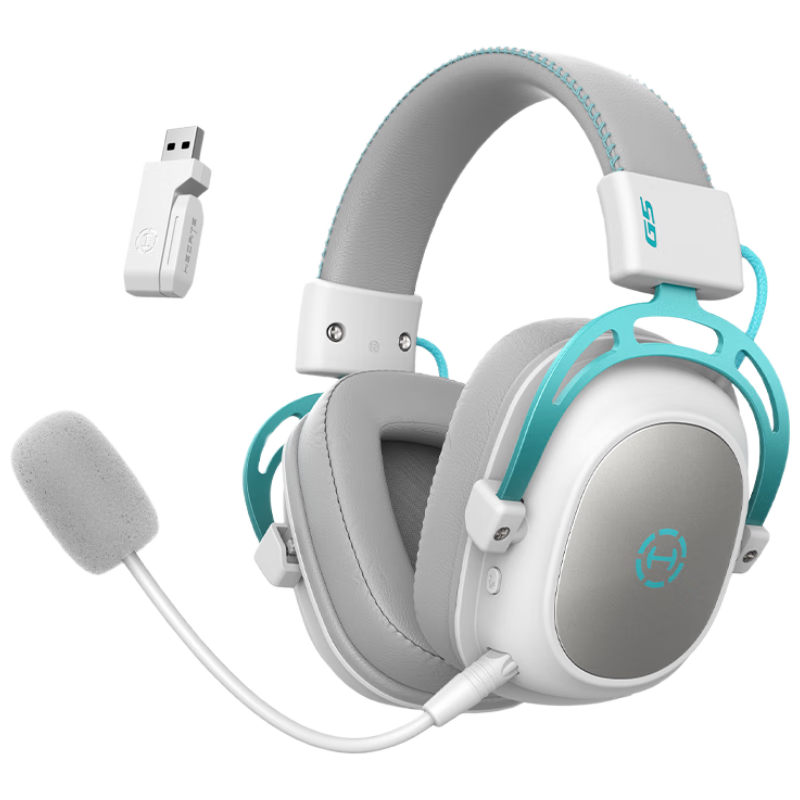 EDIFIER HECATE G5 Wireless Edition, 2.4G Wired Bluetooth Quad-Mode Over-Ear, 7.1 Channel Computer Gaming Wireless FPS PUBG Delta Gaming Headset with Microphone, Silver-White Color