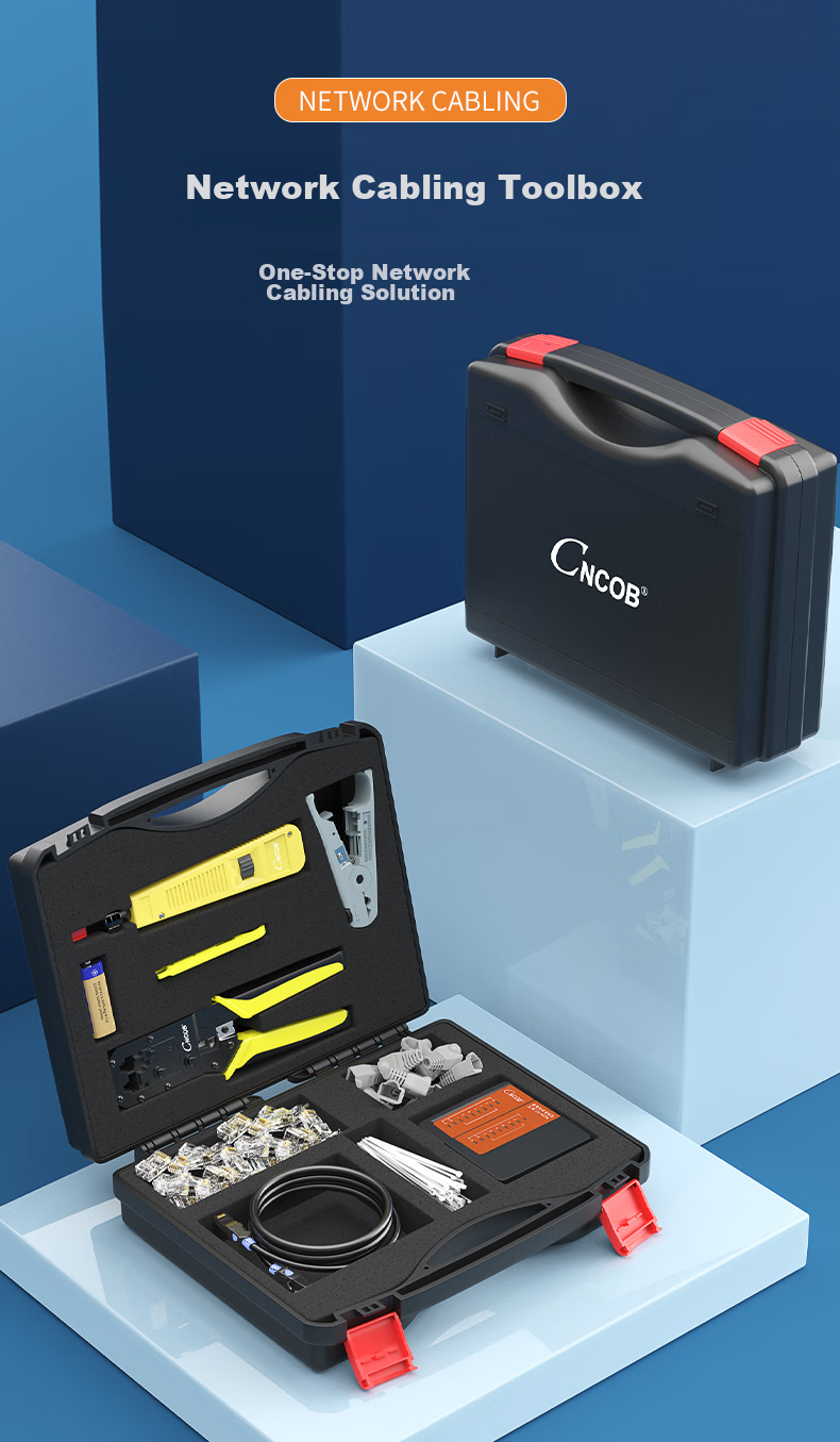 CNCOB Network Cable Crimper Tool Kit, Multifunctional Network Tester, Wire Stripper, RJ45 Crimping Tool Set, CN-A 1