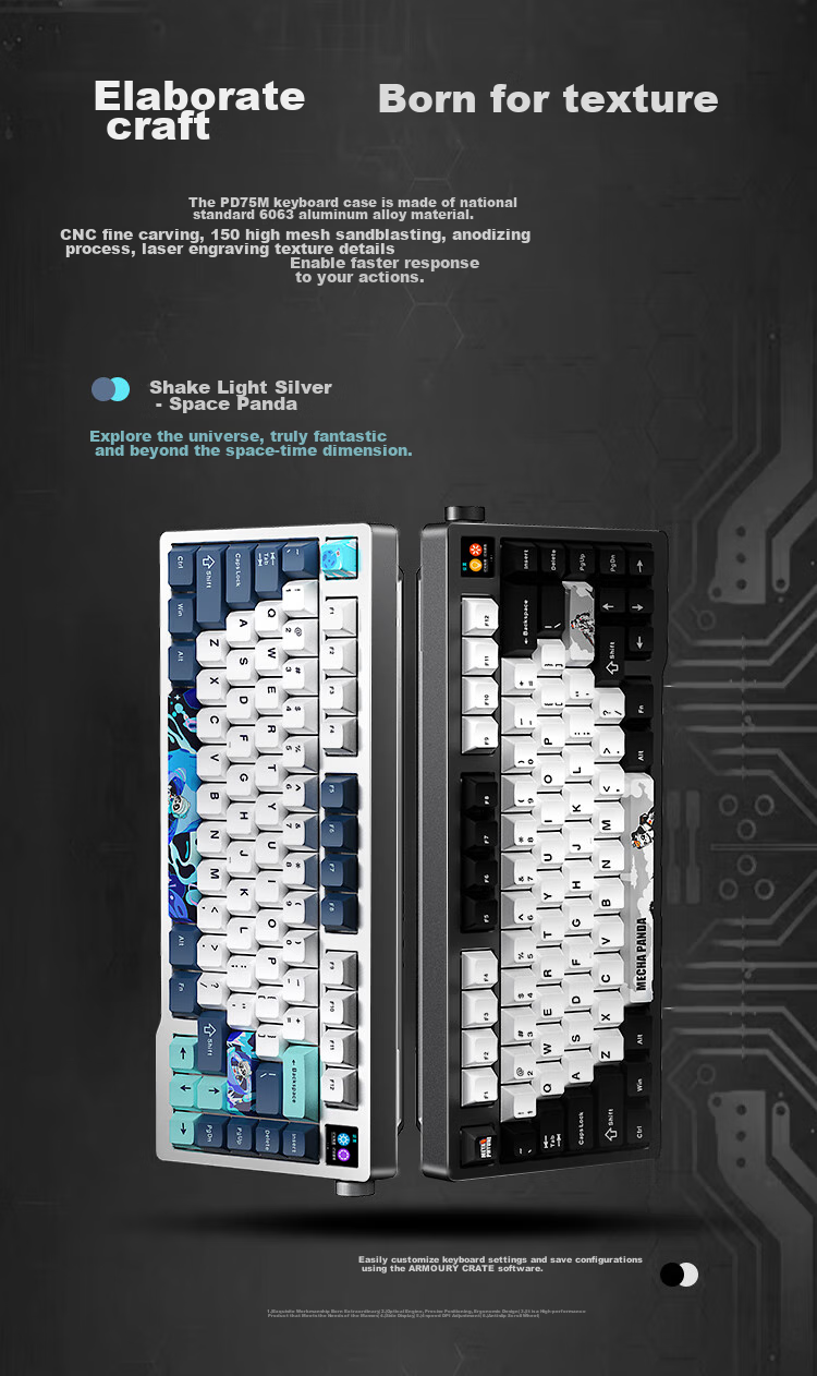 Xuanpai PD75M-V2 Custom Aluminum Mechanical Keyboard, Bluetooth Wireless Tri-Mode Gaming Keyboard, Aluminum Chitu Multimedia Color Screen with Knob, Sonyke Switches, White And Blue Keycaps 3