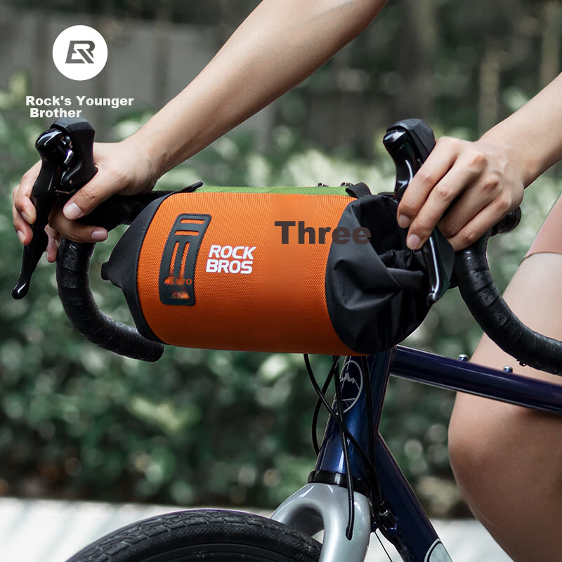 ROCKBROS Bicycle Handlebar Bag, Front Handlebar Bag, Stem Bag, Gravel Road Mountain Bike Front Bag Accessory, Black And Orange Color