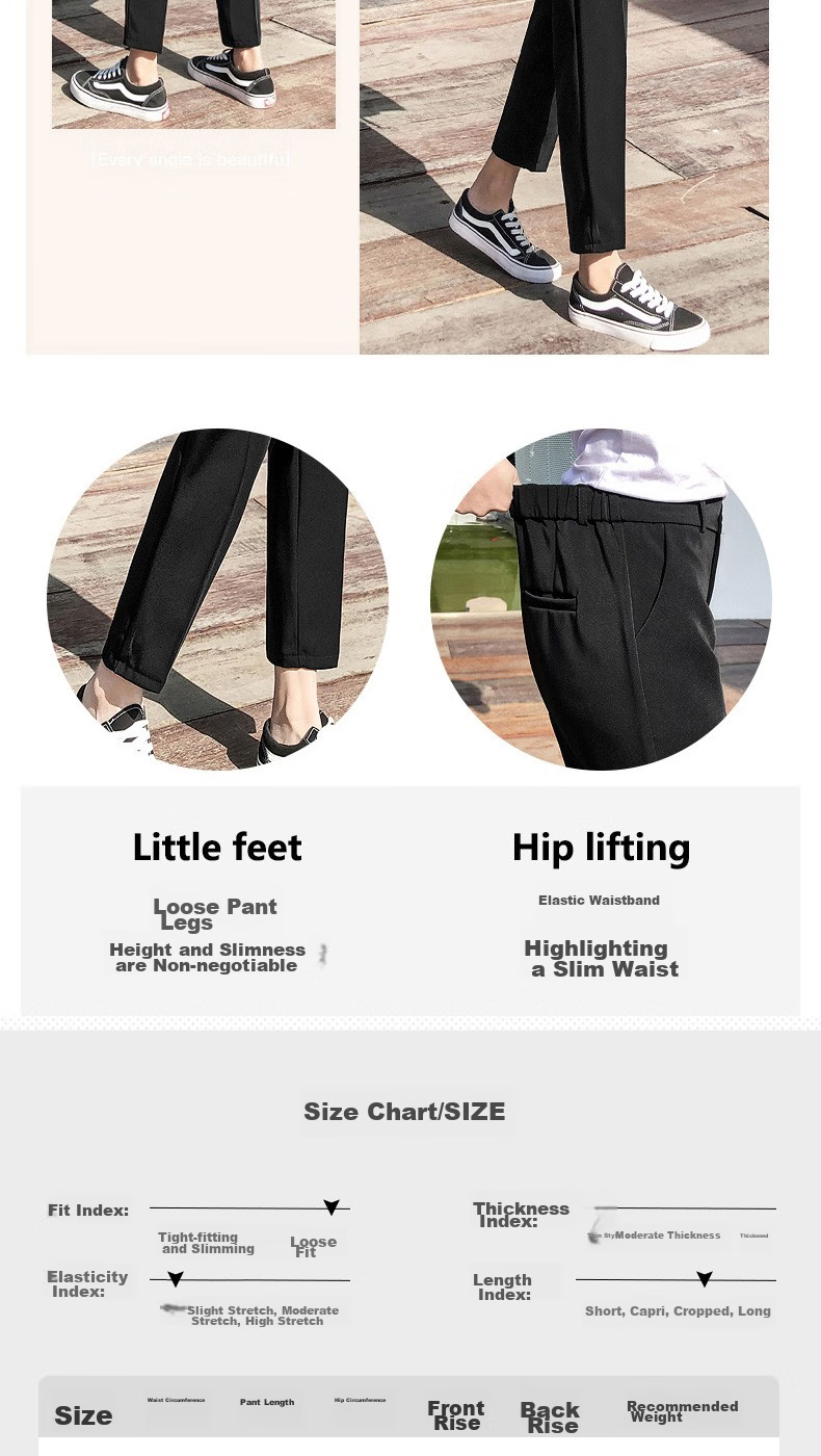 LangSha Casual Pants for Women, Spring And Summer Nine-Point Dress Pants, Black Harem Pants, Loose High-Waist Work Straight-Leg Women's Trousers 5