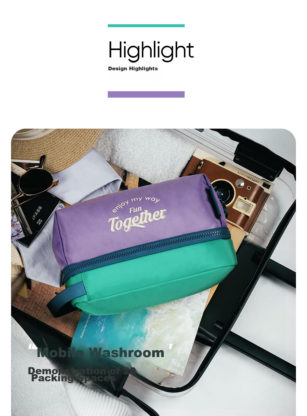 M Square Travel Toiletry Bag, Makeup Bag, Large Capacity Portable High-End Wet And Dry Separation Gym Swimming Storage Bag 3