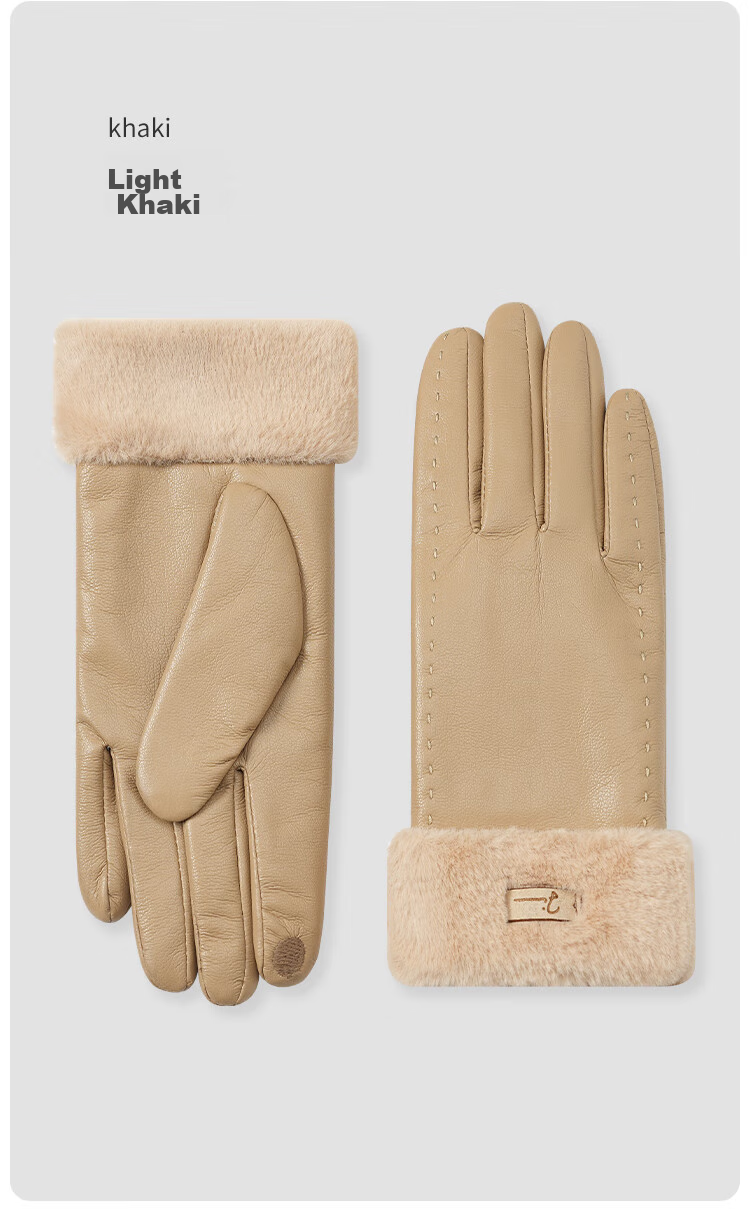 JIUMU Warm Leather Gloves for Women, Winter Thickened Fleece-Lined, for Cycling And Driving, Windproof And Cold-Resistant, Touchscreen Compatible Gloves 15