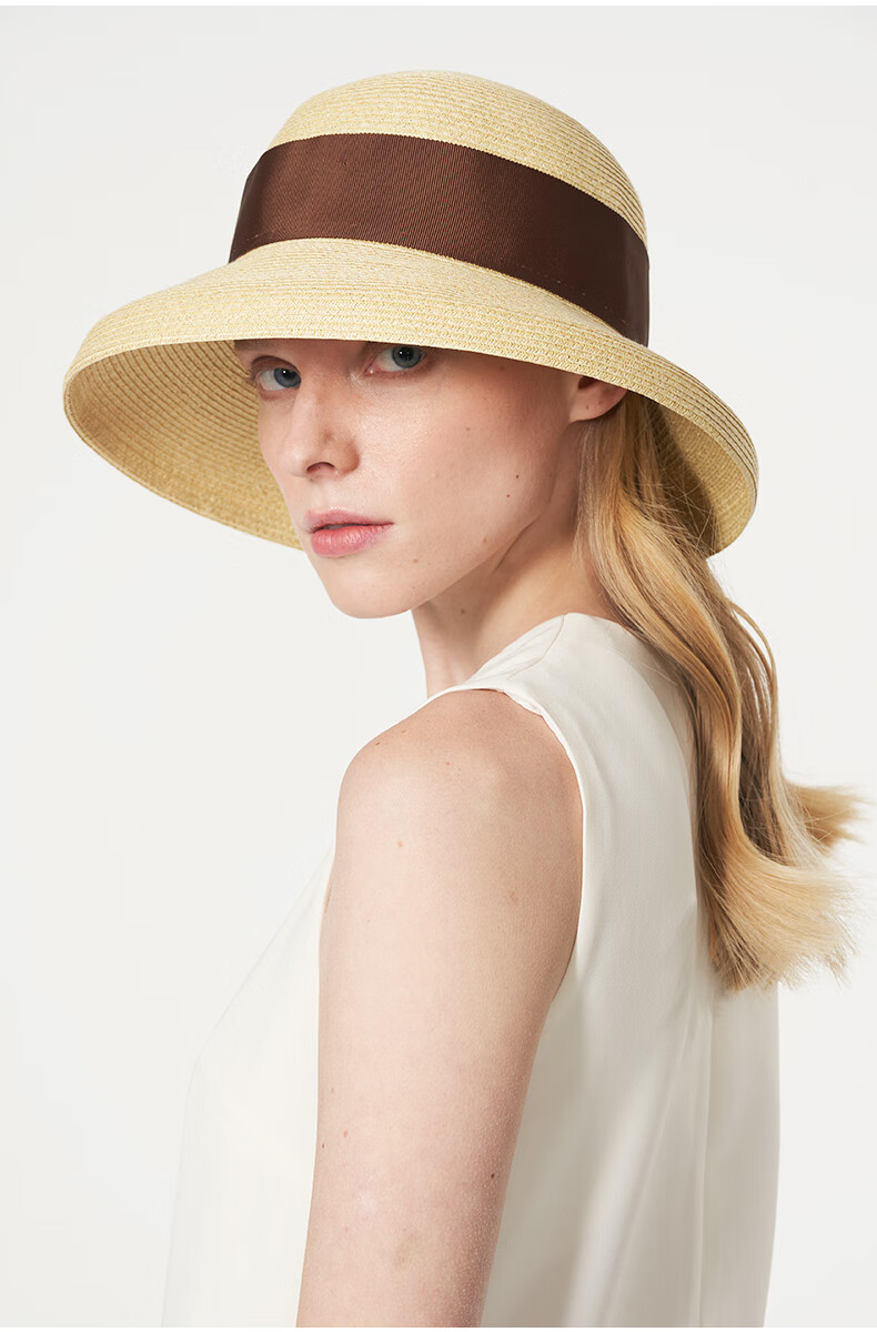 MARJA KURKI Sun Hat for Women, Versatile Portable Woven Sun Protection Hat, Fisherman Hat with Adjustable Brim, Roman Holiday Style, Beige 9