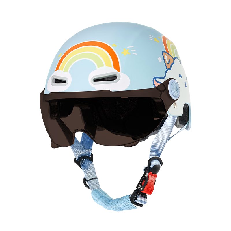 JD Original Children's Helmet, Electric Bike Helmet [Ultra-Light Breathable Non-Prescription], Bicycle E-Bike Motorcycle Safety Helmet Summer Style for Ages 3-6 Rainbow Lamb