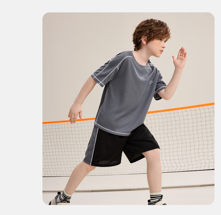 ASK JUNIOR Boys' Sports Set Summer Children's Lightweight Quick-Dry T-Shirt + Shorts Two-Piece Tennis Outfit for Older Kids 150 12