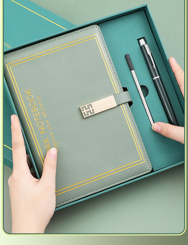 Faramon Notebook Gift Box, A5 Size, 256 Pages, Thick Vintage Journal, Business Office Work Meeting Record Book, Exquisite Notebook, Gift for Teachers, Companion Gift, Green (Gift Box Packaging) 7