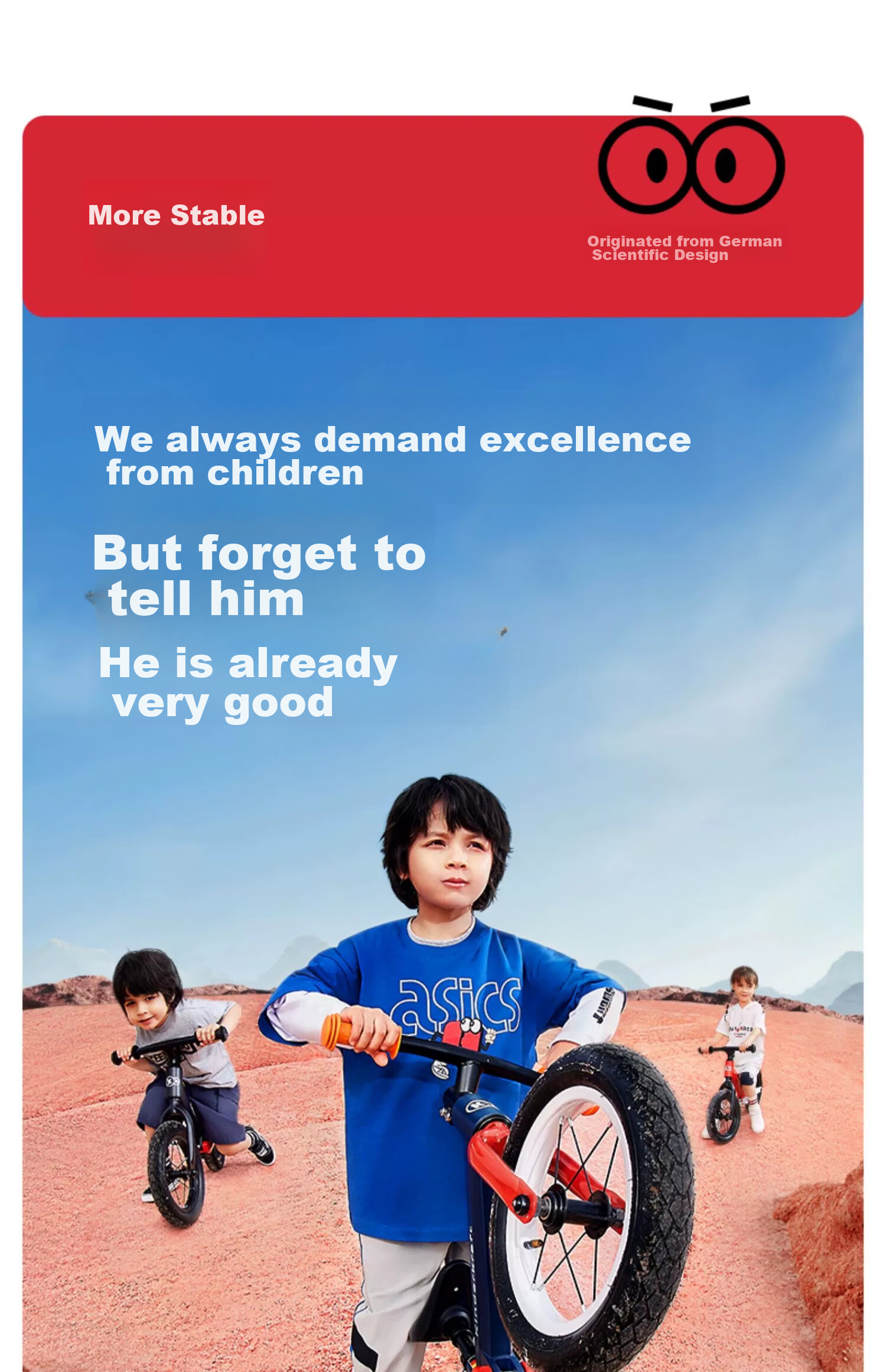 KinderKraft KK Children's Balance Bike for Ages 1-3 No Pedal Balance Bike Bicycle Shock-Absorbing Walker, Upgraded Racing Red 27