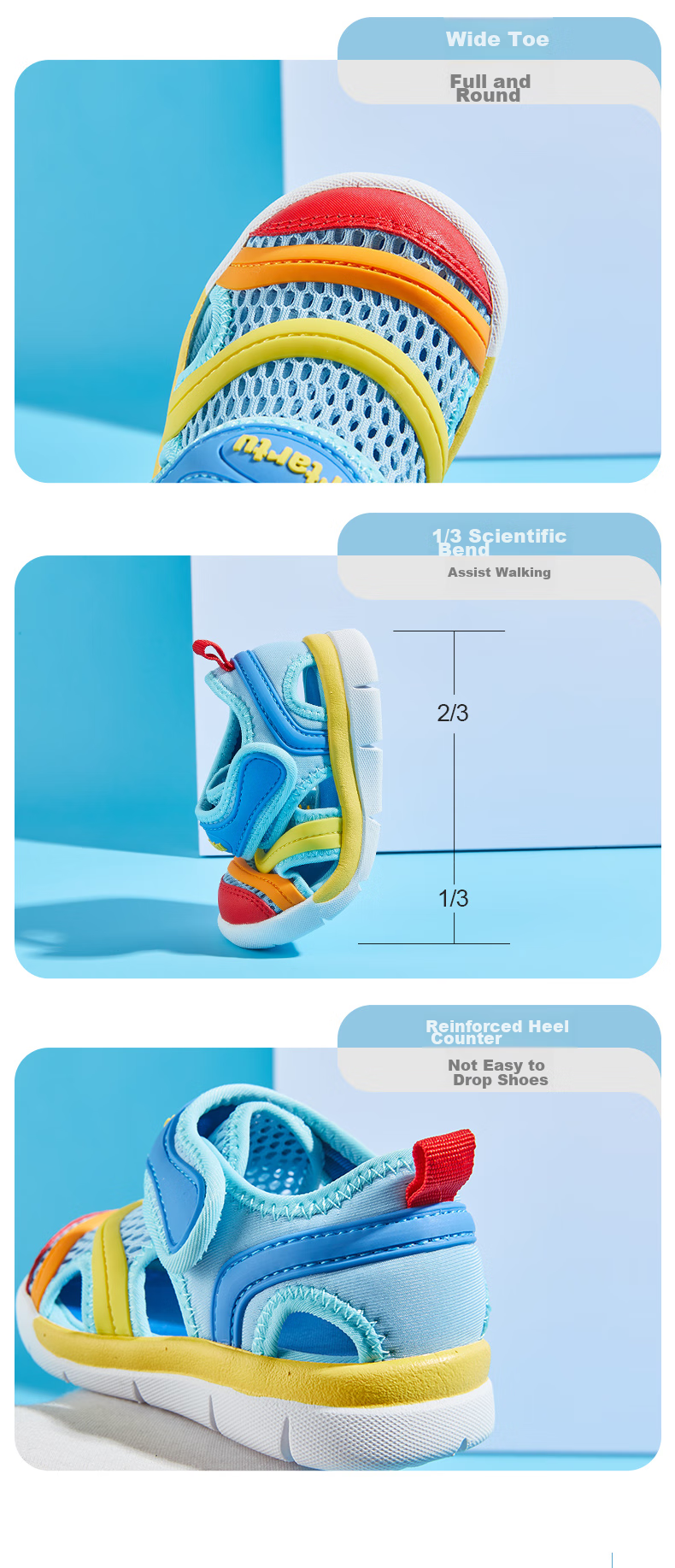 Katetu Children's Sandals, Boys' Summer Walking Shoes for Ages 1-6, Caterpillar-Shaped Toddler Shoes, Functional Baby Sandals for Girls, XBF3 5