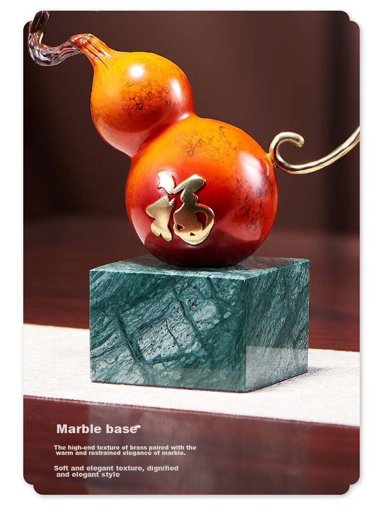 Nuoshiman Copper Gourd Ornament for Living Room, Wine Cabinet, Office, Housewarming Gift, Moving Present, Grand Opening 8