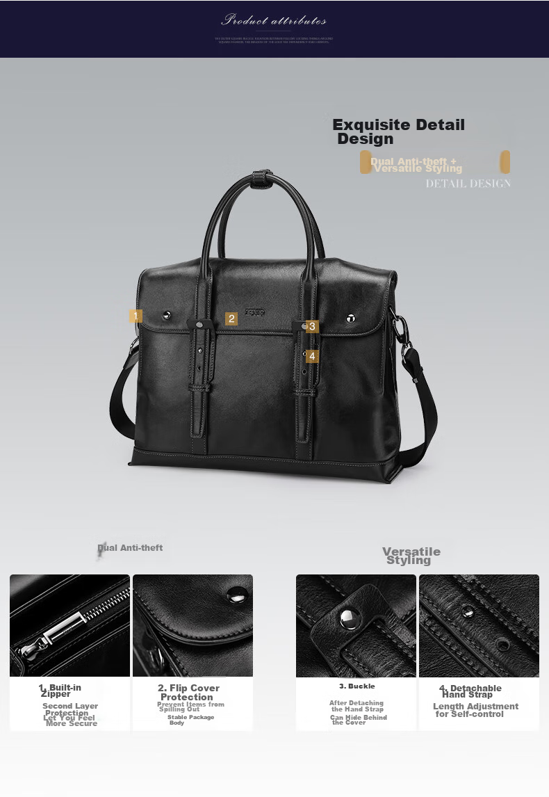 BVP Briefcase for Men, Business Top-Grain Leather Handbag, Crossbody Bag, Laptop Bag, Briefcase, Birthday Gift 30