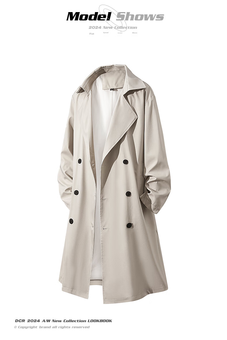 NASA GOOD Mid-Length Trench Coat for Men And Women, Autumn Fashion Loose Fit Casual Draping Versatile Jacket for Young People, Khaki, Size L 20