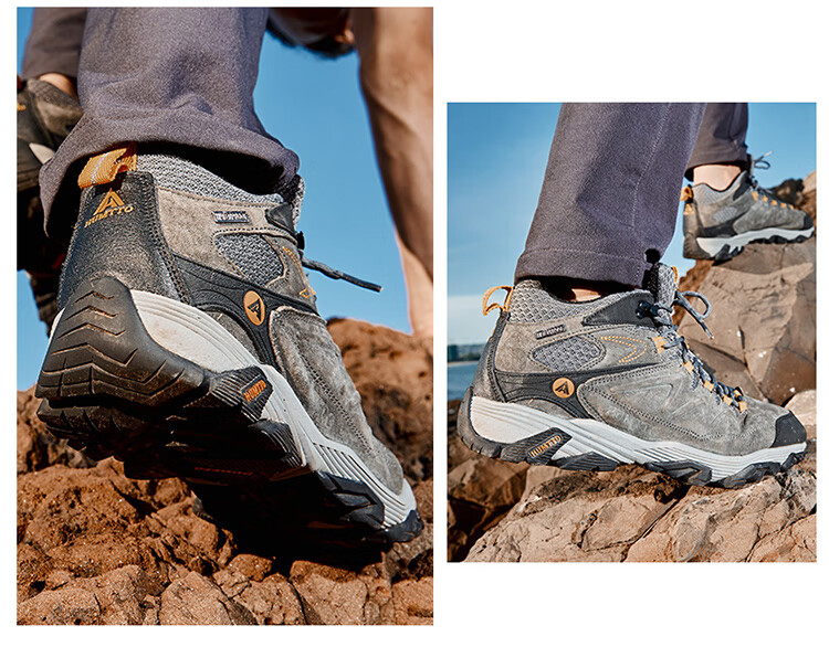 HUMTTO New Hiking Shoes, Comfortable Shock-Absorbing Outdoor Trekking Shoes, Non-Slip Wear-Resistant Men's Cross-Country Climbing Shoes, Sand Color, Size 39 9