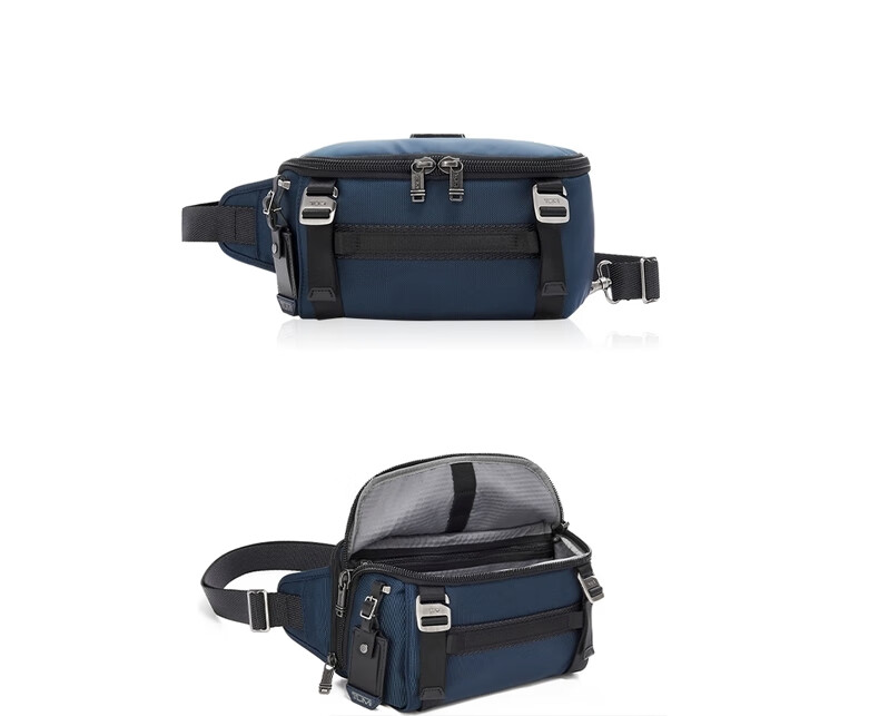 TUMI ALPHA BRAVO Men's Business Sports Waist Pack, Chest Bag, Large Capacity Flip-Top Sports Bag, Navy Blue 7