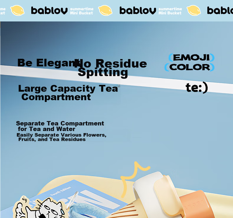BABLOV Children's Straw Cup, Glass Water Bottle, Portable, Heat-Resistant, Student Tea Compartment Separable Cup, Anti-Scalding Cup Cover, 500ml 7